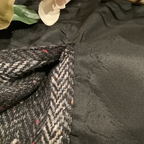 Vintage Boston Traveler Wool Stripe Tweed Herringbone Skirt Gray Melange - Picture 9 of 13